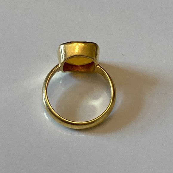 Yellow gemstone 925 silver gold-plated stacking ring - Picture 6 of 6